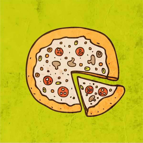 Pizza ładny wyciągnąć rękę — Wektor stockowy