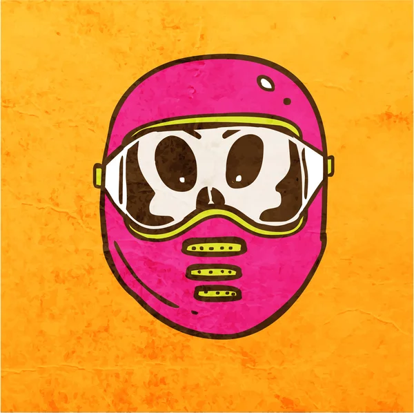 Biker skull met helm. — Stockvector