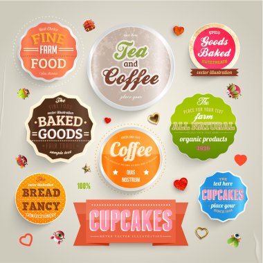 retro ekmek etiket, kurdela kümesi