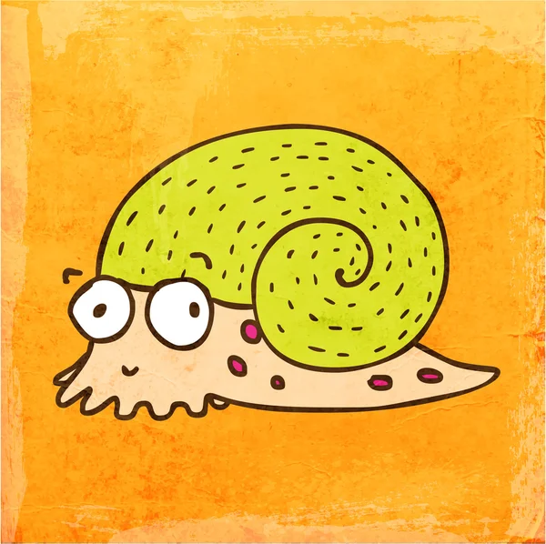 Slak cartoon met groene shell. — Stockvector