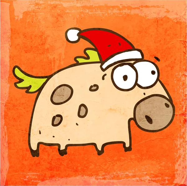 Caballo de dibujos animados con sombrero de Santa . — Vector de stock