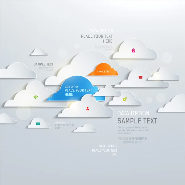 Abstracte zakelijke infographics wolk tekstballonnen. — Stockvector