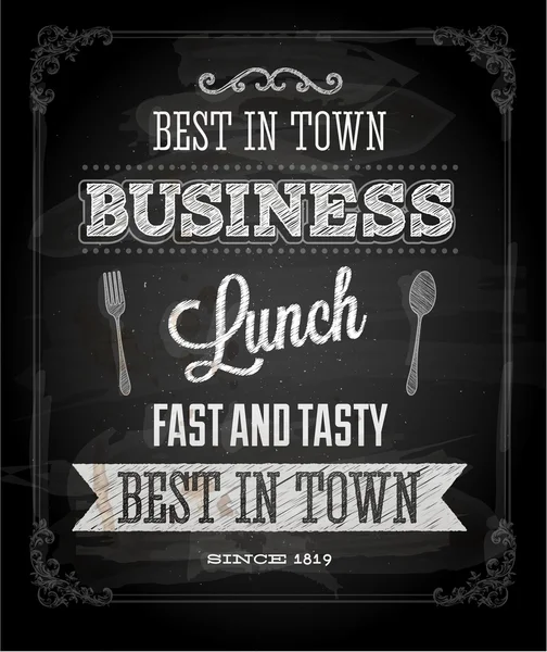 Kreidetafel Business Lunch Poster — Stockvektor