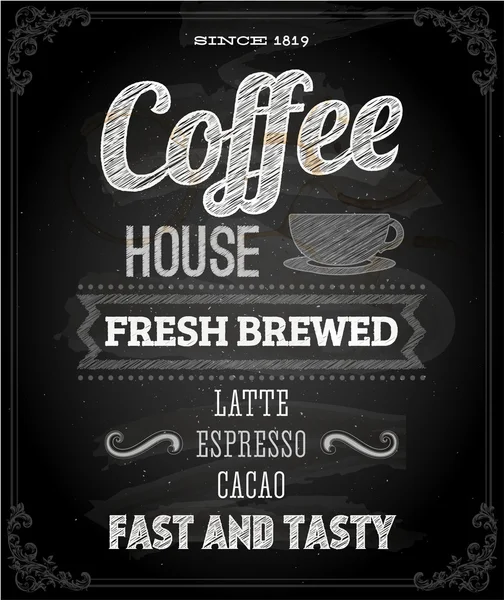 Lavagna Poster Lettering Caffè — Vettoriale Stock