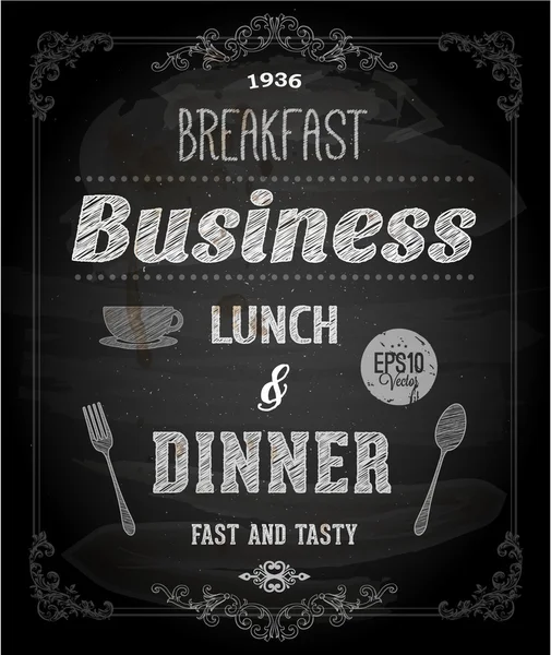 Chalkboard Business Lunch Poster — Stock Vector