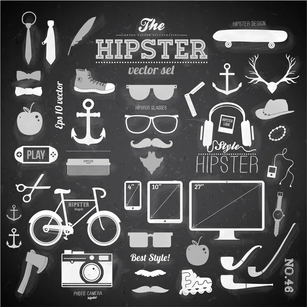 Conjunto de elementos e iconos de infografías estilo Hipster — Vector de stock