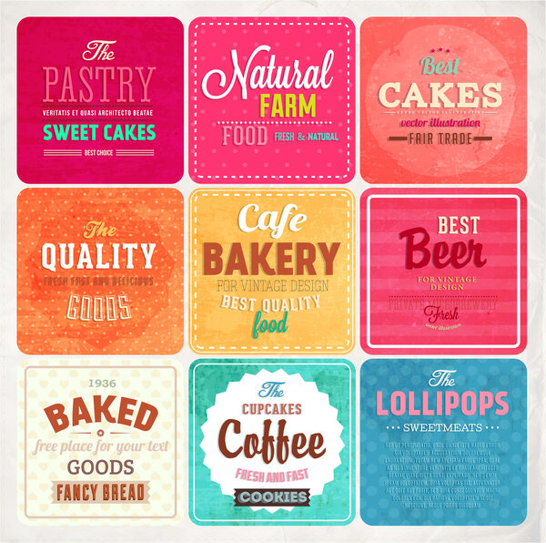 Набор этикеток для ретро-пекарен для винтажного дизайна

