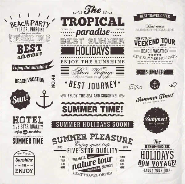 Retro elements for Summer calligraphic designs — Stock Vector