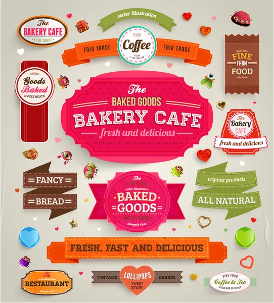 retro ekmek etiket, kurdela ve kartları