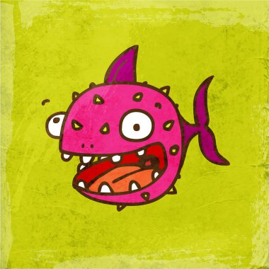 karikatür pembe balık.