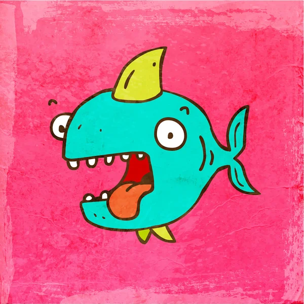 Tiburón azul de dibujos animados . — Vector de stock