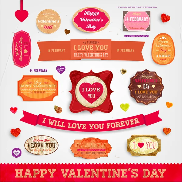 Buon San Valentino set di carte di giorno — Vettoriale Stock