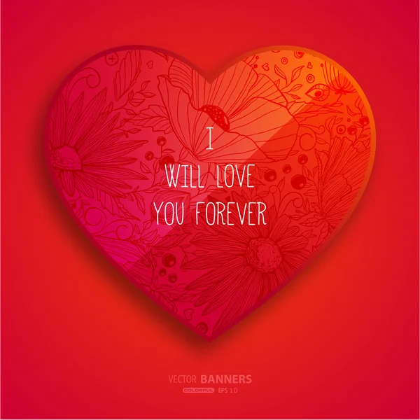 Sevgililer günü kartı ile çiçek desen tasarım — Stok Vektör