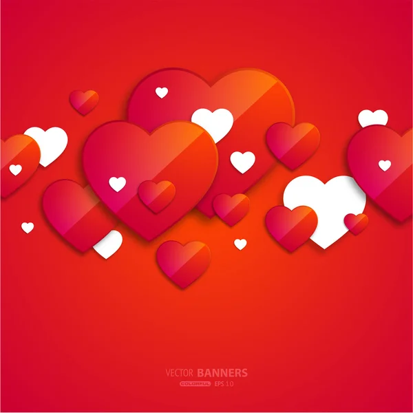 Fondo del Día de San Valentín con corazones rojos. — Vector de stock