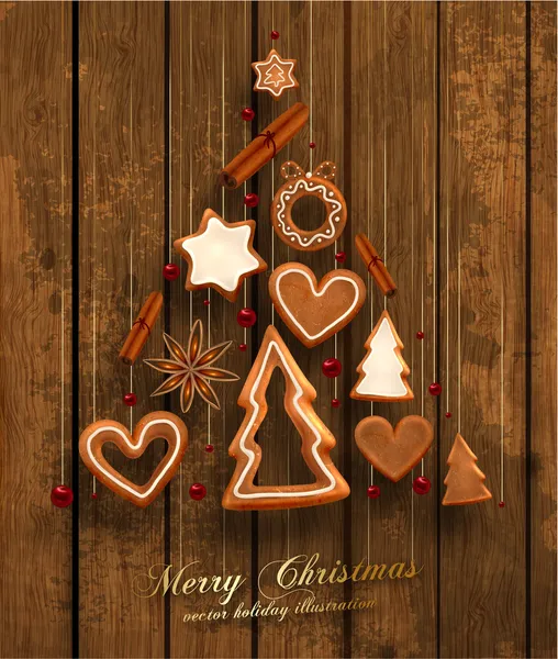 Висячие пряничные рождественские печенья — стоковый вектор