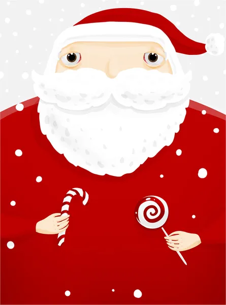 Santa Claus with Candy Cane. — Stock Vector