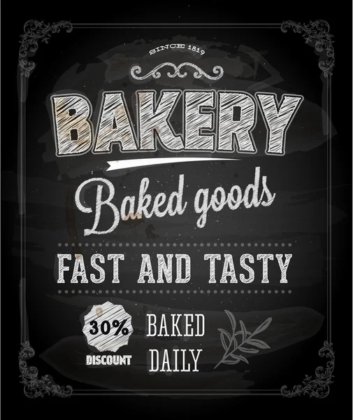 Bakkerij label poster, krijt typografisch ontwerp. — Stockvector