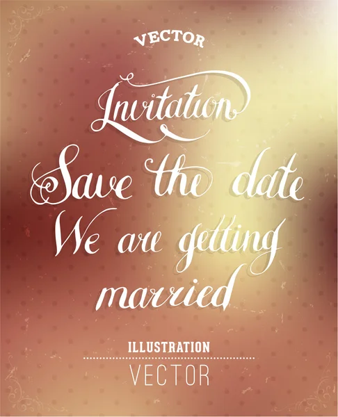 Calligraphic Lettering. Invitation, save the date. — Stock Vector