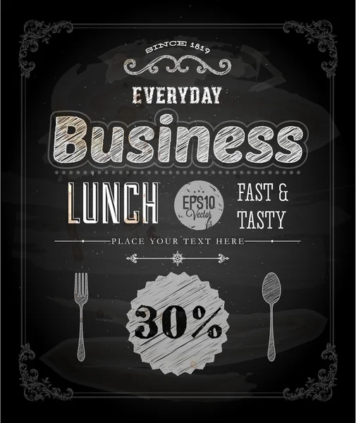 Chalkboard Business Lunch Poster — Stock Vector