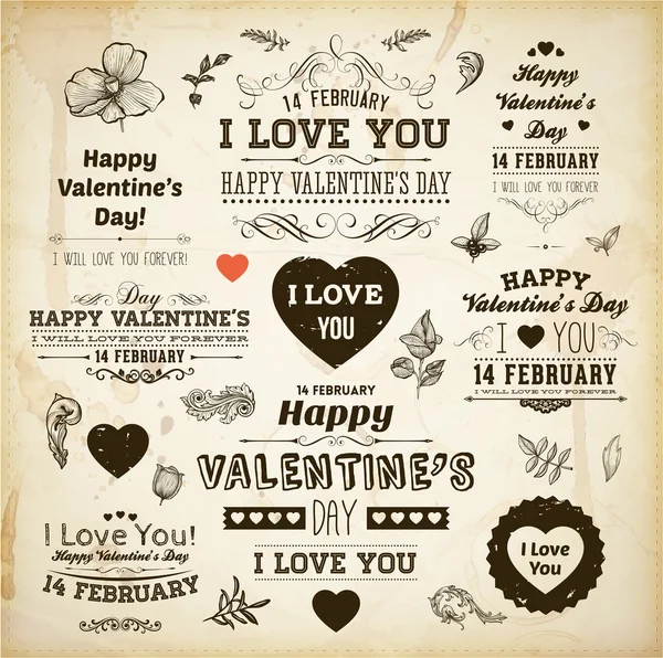 Set de etiquetas Feliz Día de San Valentín — Archivo Imágenes Vectoriales