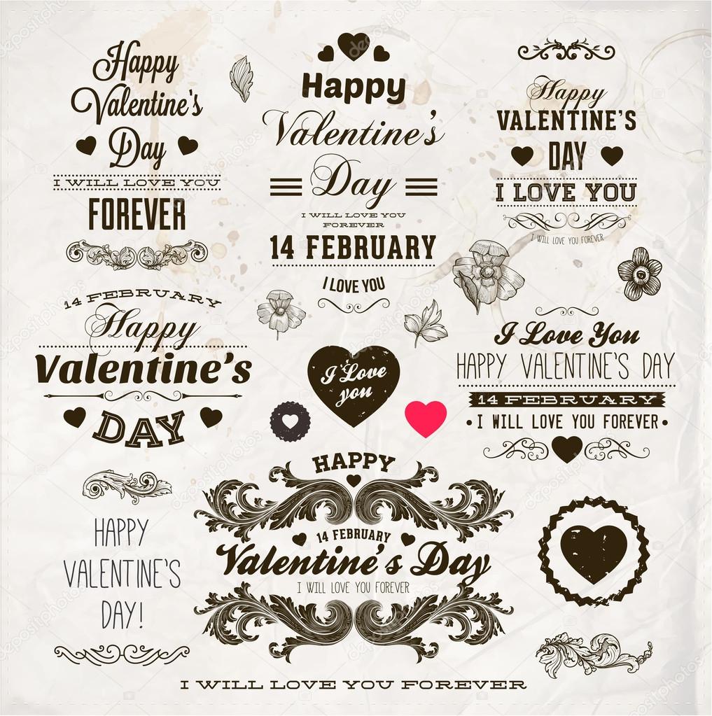 Set Of Happy Valentine's Day Labels