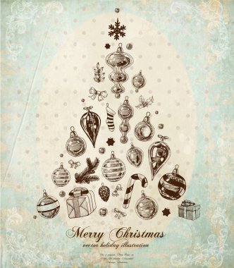 Noel ağacı yapılan Xmas simgeler kazınmış