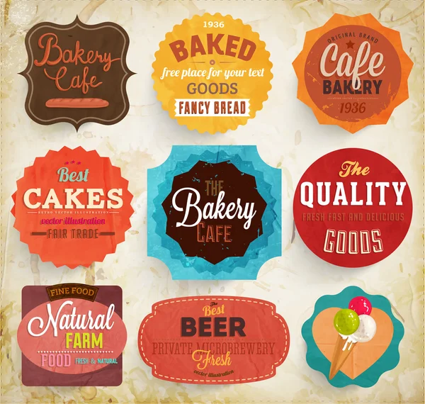 Набір ретро-пекарських етикеток для вінтажного дизайну — стоковий вектор