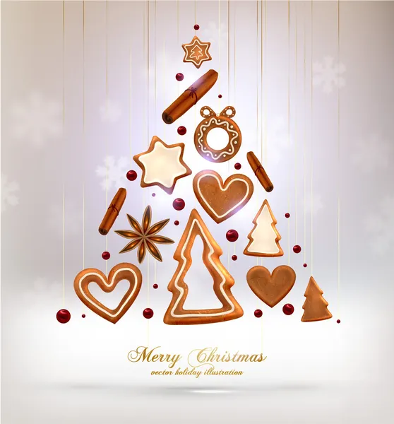 Pane di zenzero appeso biscotti di Natale per Natale — Vettoriale Stock