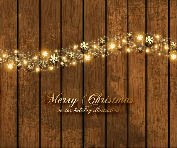 Abstrakte Weihnachten Hintergrund mit goldenen Schneeflocken — Stockvektor