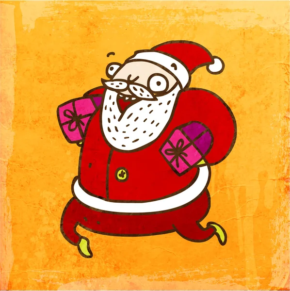 Santa Claus con cajas de regalo — Vector de stock