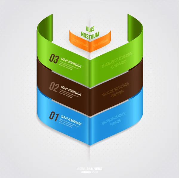 Plantilla de infografía moderna para diseño empresarial con cintas . — Vector de stock