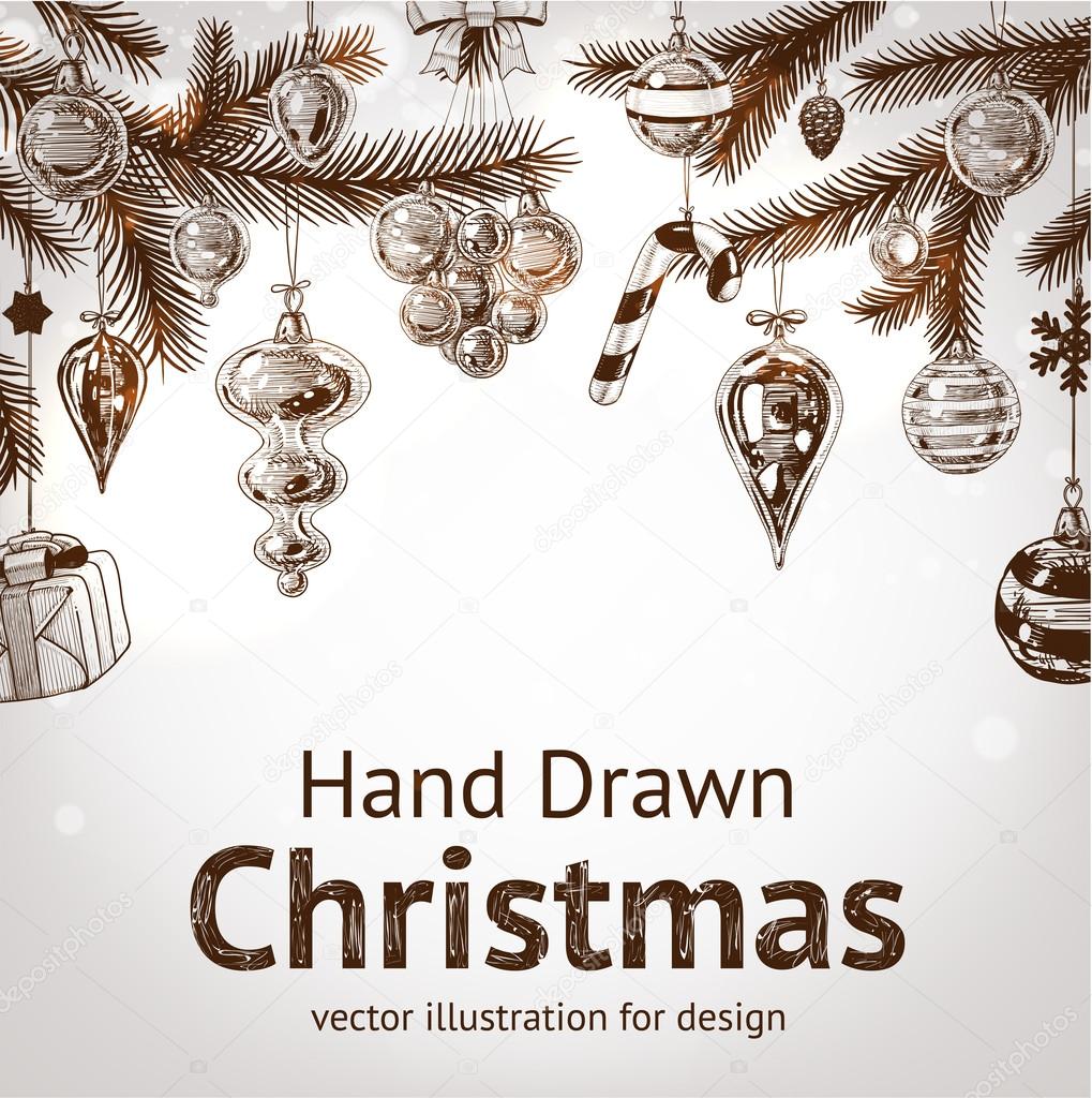 Christmas hand drawn fur tree for xmas design