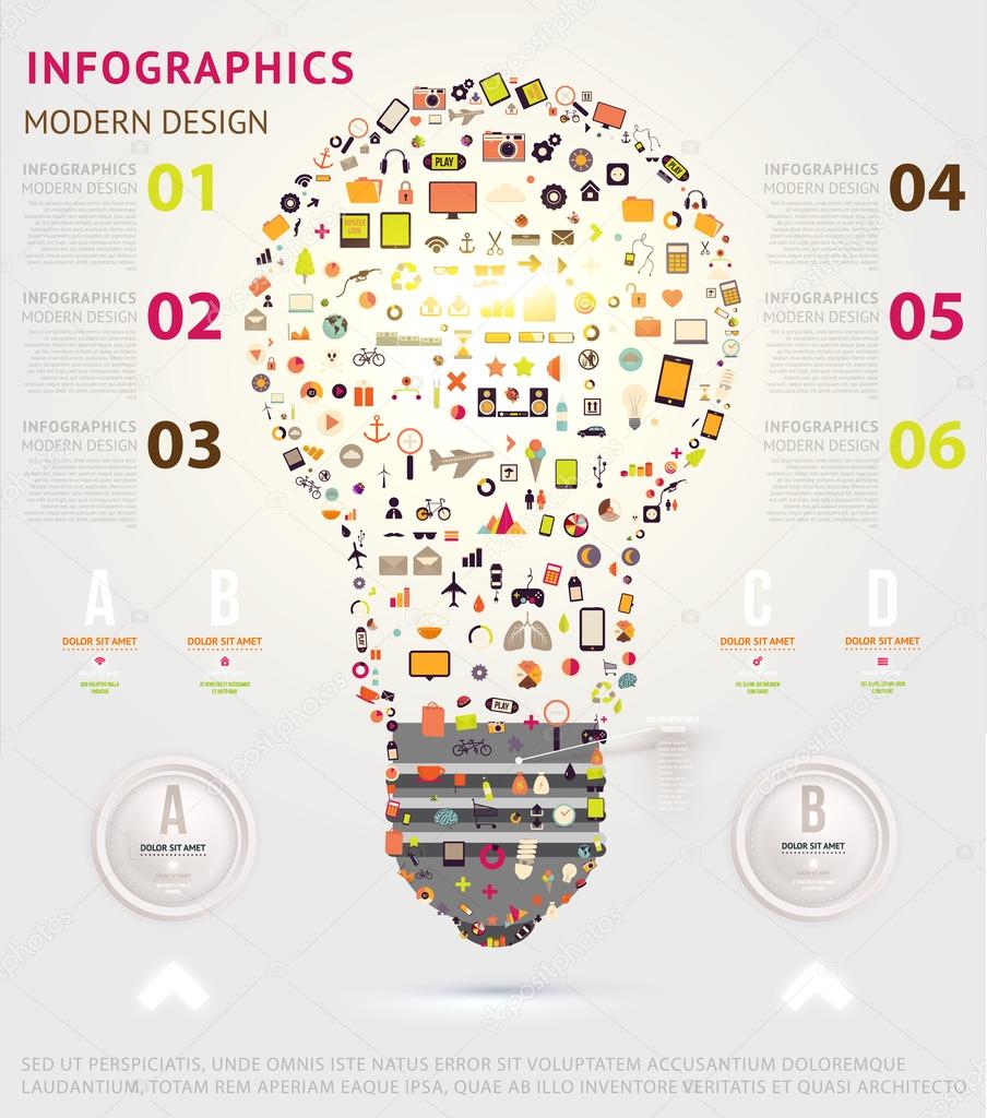Icons light bulb. Business infographic template.