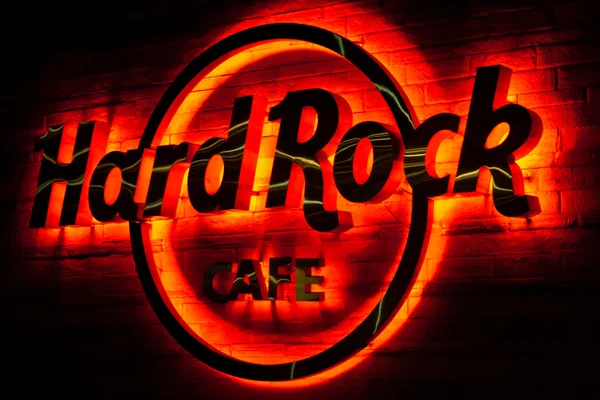 Hard Rock Cafe Glowing Sign — Stock Photo, Image