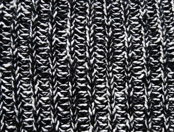 Black and white knit fabric macro — Stock Photo, Image