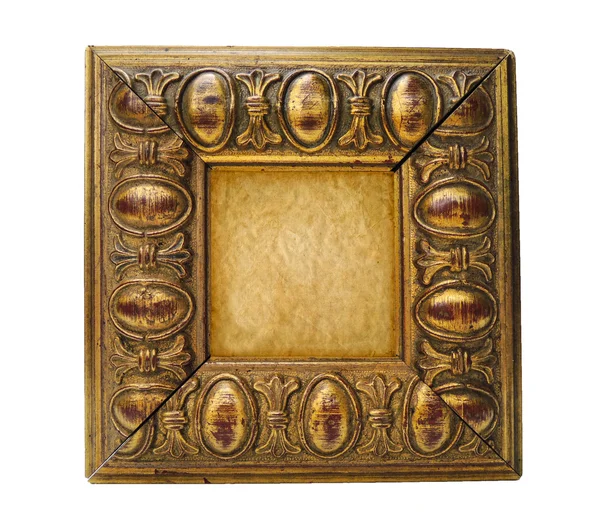 Quadro dourado antigo isolado em branco — Fotografia de Stock