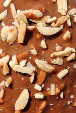 Çikolatalı bademli dondurma makro doku