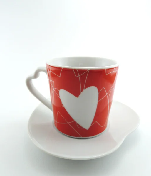 Cup with red heart for coffee — Stock Photo, Image