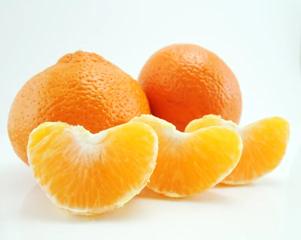 Peeled a whole tangerines isolated on white background — Stock Photo, Image