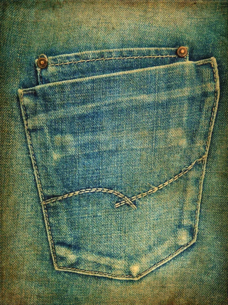 Vintage blue jeans kapsy. — Stock fotografie