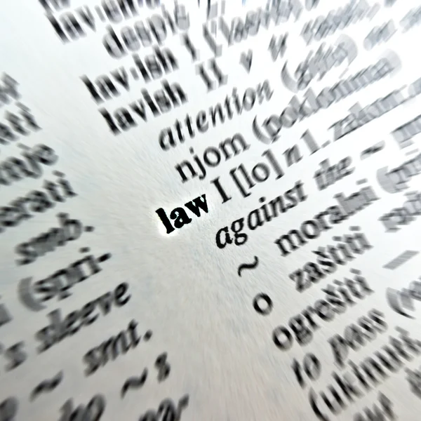 Zákon slovo ve slovníku — Stock fotografie