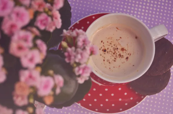 Copa de café y flores vintage — Foto de Stock