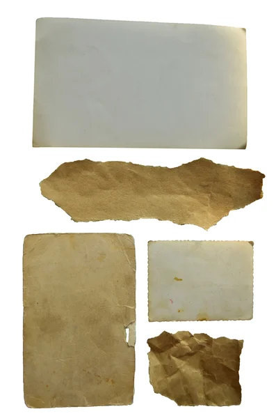 Samling av några olika gamla papper bitar isolerad på vit — Stockfoto