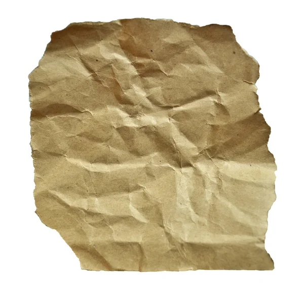 Морщинистая бумага на белом фоне — стоковое фото