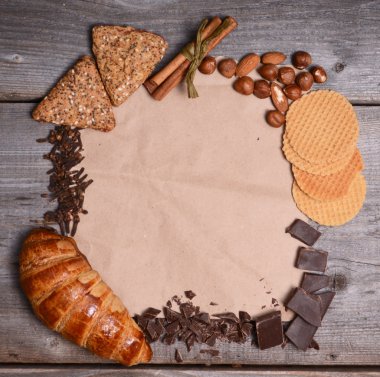 tatlı gıda ile boş vintage kağıt