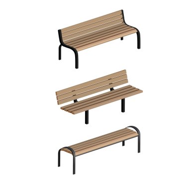 City park benches isolated clipart