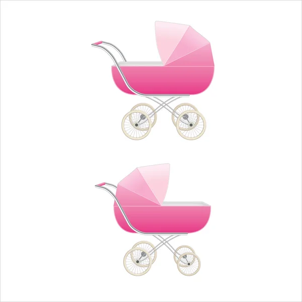 Set of two babygirl strollers — Stock Vector