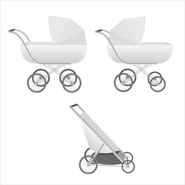 Set of 3 baby strollers — Stock Vector