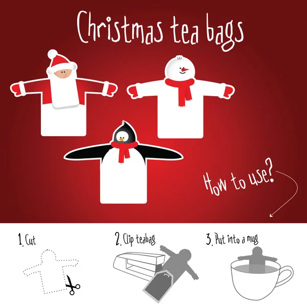 Bolsas de té de Navidad conjunto — Archivo Imágenes Vectoriales