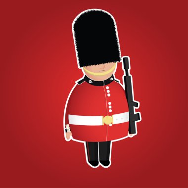 British Queen's Guard infantry cute character clipart
